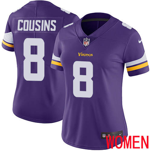 Minnesota Vikings #8 Limited Kirk Cousins Purple Nike NFL Home Women Jersey Vapor Untouchable
